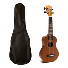 Ukelele Femmto Soprano En Tilo Con Funda Y Cuerdas Extras Color Marrón