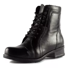 Bota Coturno Feminino Couro Legítimo Preta Envio Rápido