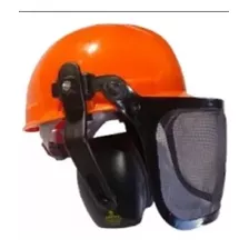 Capacete Protetor Facial Tela De Aço Para Motosserrista