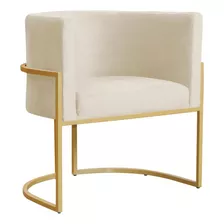 Poltrona Decorativa Sala De Estar Luana Base Gold Veludo