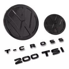 Emblemas Dianteiro E Traseiro Black Vw T-cross 200 Tsi Sense