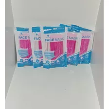 Mascarilla 3 Pliegues Fucsia Face Mask 50un 5 Sachet De 10