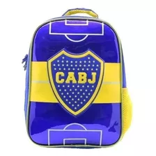 Mochila Escolar Espalda 12 Boca Jr Bo123 Niños Color Azul Diseño De La Tela Liso