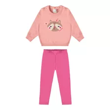 Conjunto Longo Inverno Menina Malwee Rosa Estampa Raposa