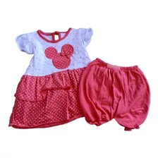 Conjunto De Algodón Vestido Y Bombacha / 0-3 Meses 