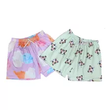 Pack Por 2 Shorts Algodón Con Lycra Nenas Niñas Estampados