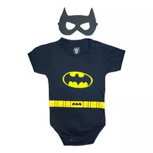 Body De Bebê + Máscara Mesversário Fantasia Menino Batman