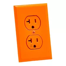 Toma Corriente Doble Naranja Americano Tipo Leviton Red Regu