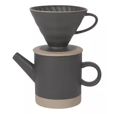 Taza Now Pour Over Coffee De Gres Negro Mate, 1 Unidad (paqu