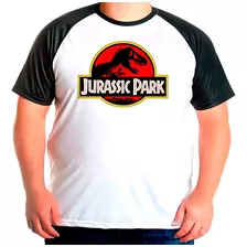 Camiseta Raglan Plus Size 1 Jurassic Park Logo Trex