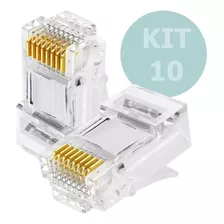 Conector Rj45 Macho Rede Lan Ethernet 8x8 Plug Kit C/ 10