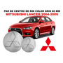 Juego Centros Rin 60 Mm Logo Mitsubishi Gris Lancer Eclipse