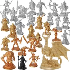 Lote 28 Miniaturas Rpg Dnd Ded Jogo Classes Raças + Dragão