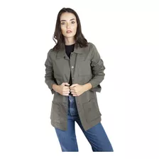 Parka Parca Mujer Campera Mariposas Militar Gris Gabardina