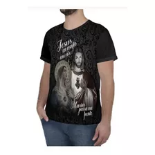 Camiseta Tradicional Sagrado Coração De Jesus E Maria