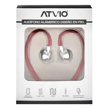 Audífono In Ear Atvio Alámbricos Diseño En Piel Rojo