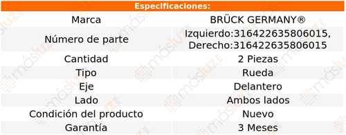 2- Mazas Rueda Delanteras 3 2.0l 4 Cil 2014/2018 Bruck Foto 2