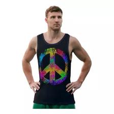 Camiseta Regata Amor E Paz Hippie Peace And Love 