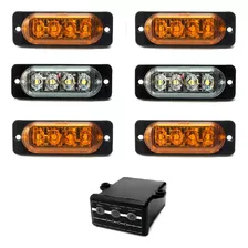 6 Estrobo Branco Laranja Led 24v Efeitos Caminhão Guincho