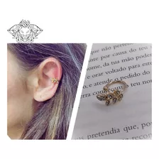  2 Brincos Piercing Fake Feminino Orelha Dourado Ramo Par