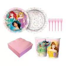 Kit Festa Princesas Disney - Pratos/copo/guardanapos/garfos