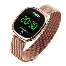 Relojes Impermeables Luminosos Led Simples Skmei Color De La Correa Rose Gold