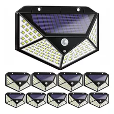 10 Luminária Parede Solar 100led Luz Balizador Para Jardim