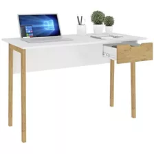 Mesa Para Escritorio 1 Gaveta Com Pes Madeira 1604 Branco Wo