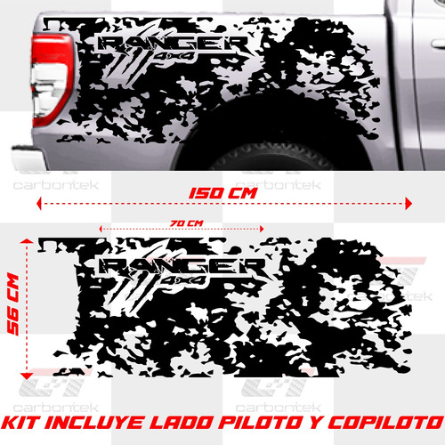Sticker Calcomana Ford Ranger Caja 4x4 Garra Kit Camuflaje Foto 3