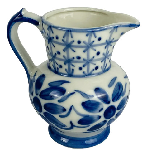 Bule Porcelana Monte Sião Azul Floral Vintage 16cm Azul