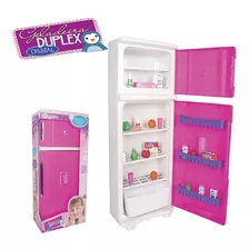 Geladeira De Brinquedo Infantil Duplex Rosa Com Acessórios