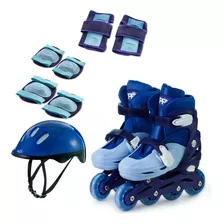 Kit Patins In Line Ajustável Azul Zippy Toys