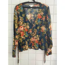 Blusa H&m Azul Floral