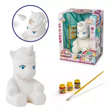 Boneco Para Pintar Cofre De Unicórnio Lavável C/ 3 Tintas