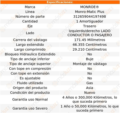 (1) Amortiguador Monro-matic Plus Izq/der Tras Tracker 89/91 Foto 3