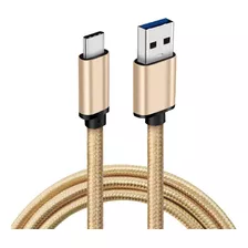 Cable Usb C A Usb 1.8 Metros Trenzado Dorado