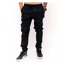 Calça Masculina Jogger Preta Jeans Com Lycra