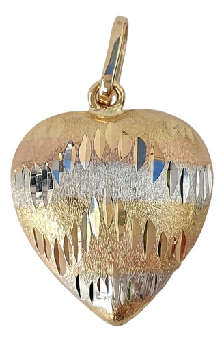 Pingente Coração De Ouro 18k 750 Com Detalhe Diamantado Amarelo