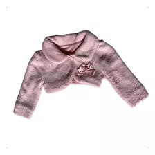 Bolero Infantil Pelúcia Broche Laço Com Gola P Ao G E 1 Ao 3