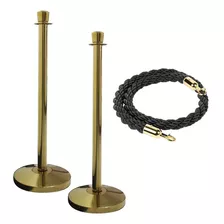 2 X Pedestal Organizador De Fila Dourado + 1 Cordão Preto