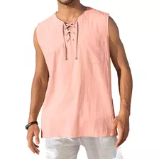 Camisetas Sin Mangas De Lino Y Algodón Para Hombre, Camiseta