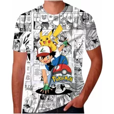 Camiseta Camisa Anime Desenho Pokémon Ash Pikachu