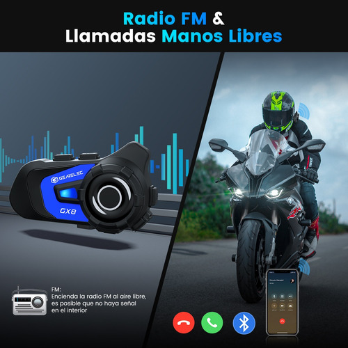 Intercomunicador Audfonos Bt5.1 Para Casco 1500m Ip67 Fm Foto 4