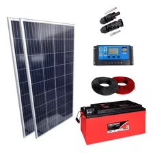 Kit 2 Placa Solar 150w Controlador 30a Lcd Bateria 240ah