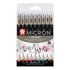 Estilografos Sakura Pigma Micron 9 Colores Fineliners 