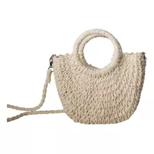 Bolsa Meia Lua Praia Palha Forrada 2024 Luara - Off White P