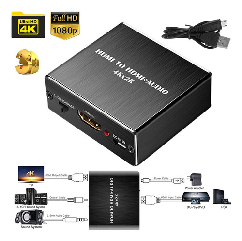 Extractor De Audio Hdmi 4k 5.1 Spdif Estéreo Convertidor De
