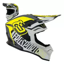 Capacete Asw Fusion Motocross Moto Trilha Enduro Cross Mx Cor Amarelo Fluor/cinza Tamanho Do Capacete 58