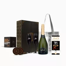 Espumante Baron B Copas Negras Grabadas Chocolates Kit Set