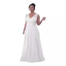 Vestido Longo Plus Size Festa Noiva Civil 86 Casamento Renda